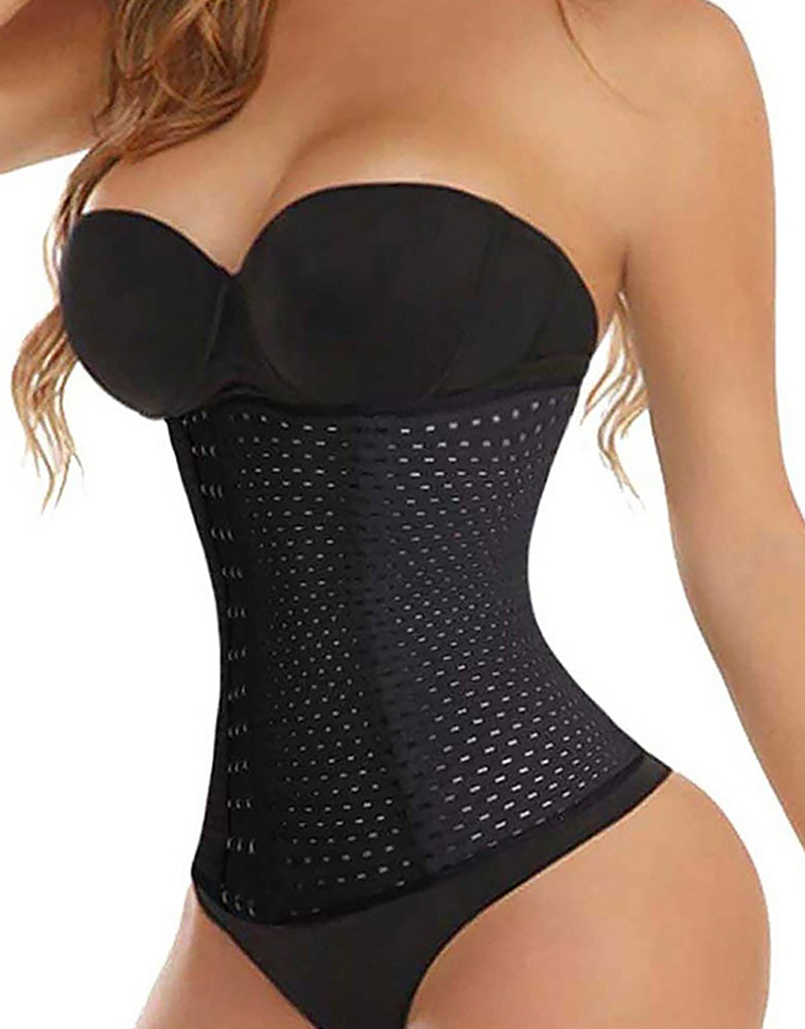 Long torso waist trainer with zip and 3 hooks hourglass body shaper